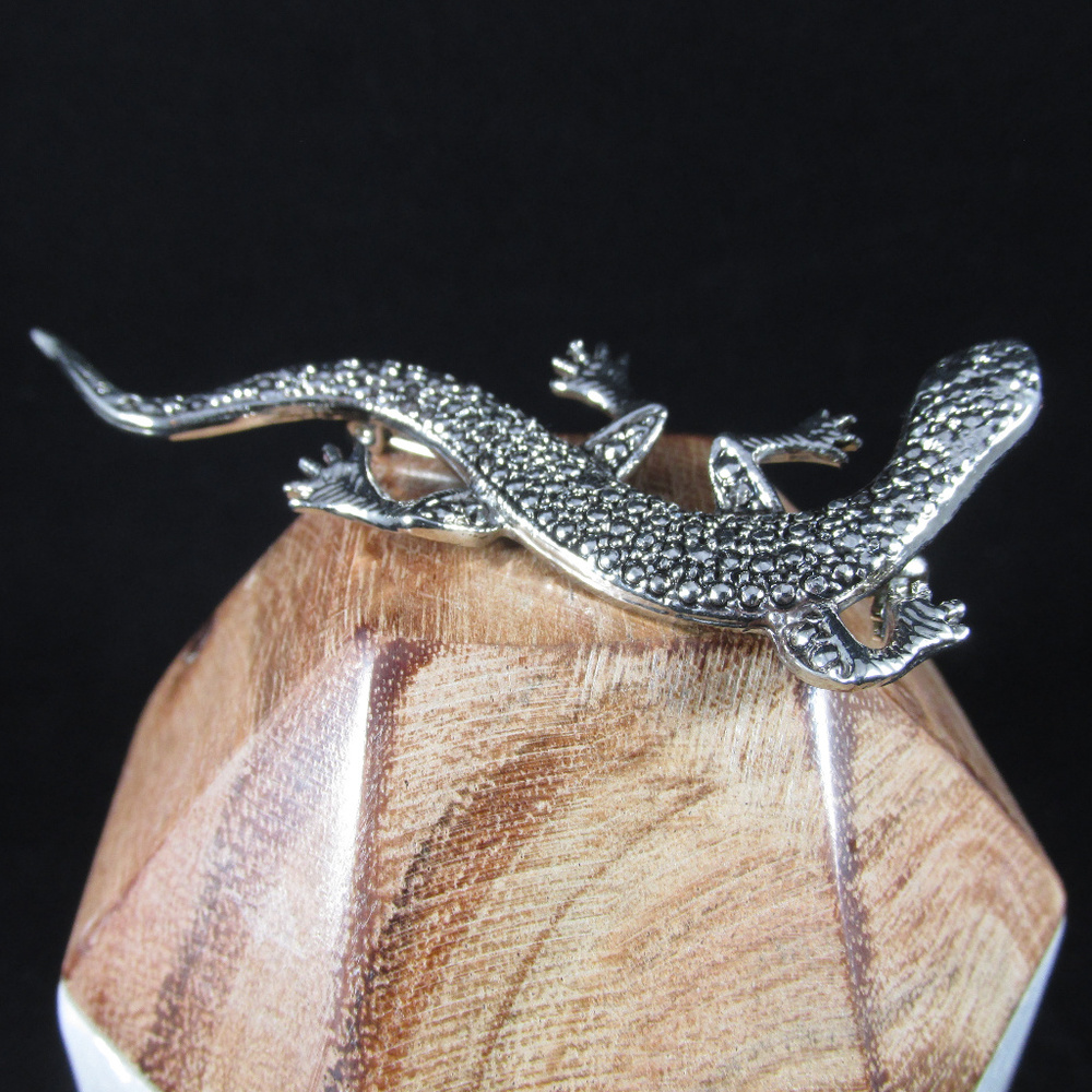 Vintage Sterling Silver Lizard Gecko Brooch